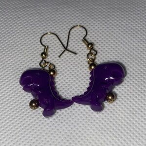 Purple Dinosaur Earrings